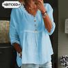 Women's Fashion Casual Solid Color Print 3/4 Sleeves V Neck Blouses & Shirts Unique Design