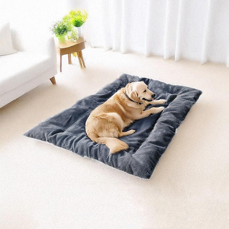 Cama para Animais de Estimação Inverno Quente Almofada de Lã Espessada Tapete para Cães Tamanho Grande Cama para Animais de Estimação Almofada de Pelúcia Macia Fundo Antiderrapante Almofada Lavável para Animais de Estimação