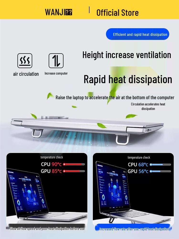Portable Invisible 3D Laptop Stand - Mini Desktop Riser with Cooling Feature