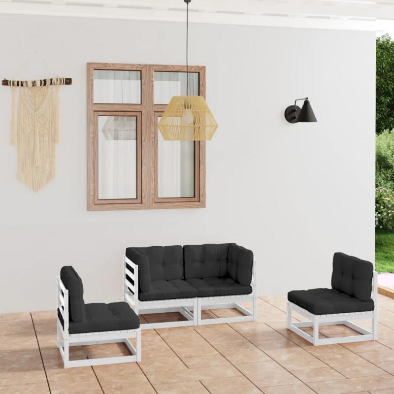Day and Night - Day and Night Garden Furniture 4 Pieces with Cushions Made of Solid Pine Wood