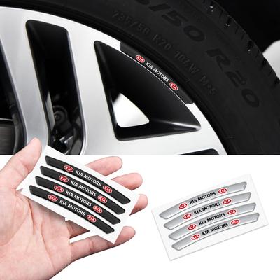 4pcs Car Wheel Hub Badge Tire Rim Aluminum Sticker Accessories For Rio Picanto Sportage Niro Morning Ceed Optima Seltos
