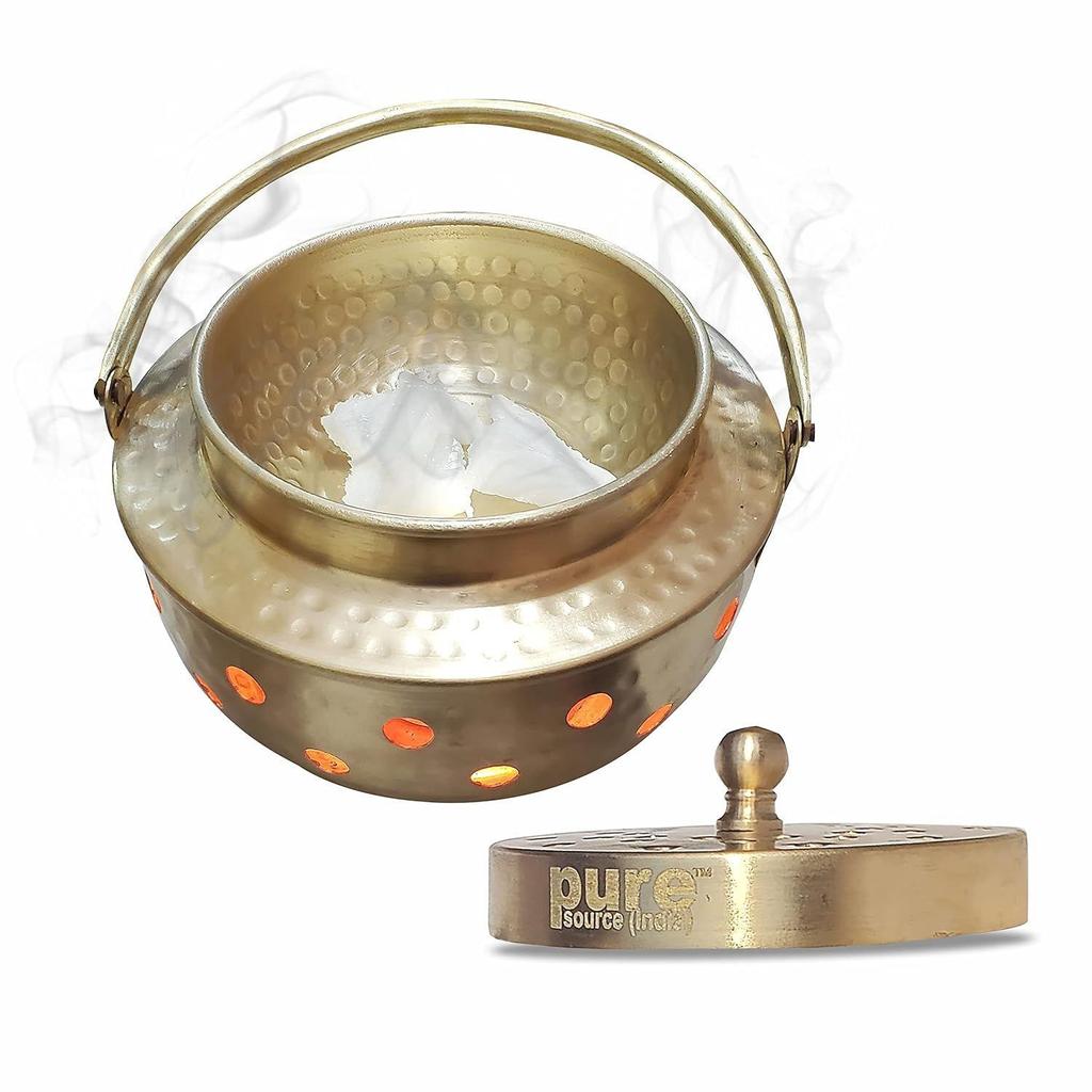 Multipurpose Brass Kapoor Dani, Aroma Diffuser, Incense Burner, Pack of 1(Round)