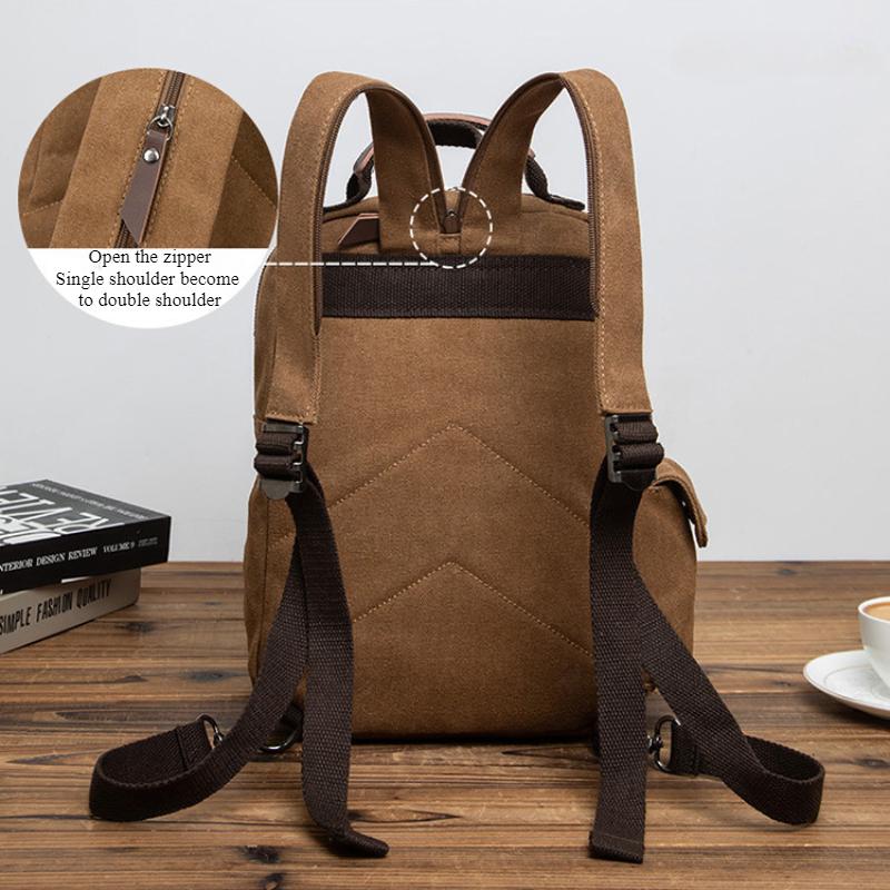 European American Retro Unisex Canvas Backpack Fashion Simple Solid Color Business Commuting Computer Bag Outdoor Leisure Portable Travel Knapsacks