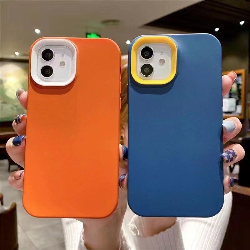 Simple Candy Color Three-in-one Suitable for Iphone15/14ProMax Apple 13 Mobile Phone Case 12/11 Silicone Case