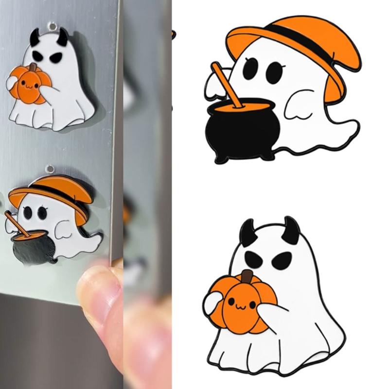 Festive White Specters And Pumpkin Design Alloy Pin Halloween Party Decoration Costume Jewelry