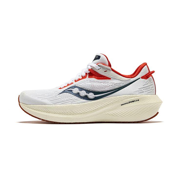 SAUCONY Triumph 21 Lightweight Comfortable Mesh Rebound Low-Top Running Shoes Women Sneakers White Red S10881-136