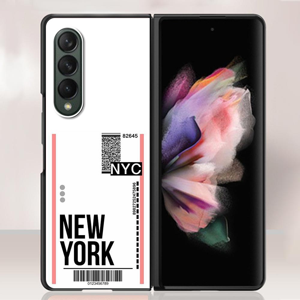 Zfold4 Case For Samsung Galaxy Z Fold3 Z Fold 3 5G Hard Slim Ultra-thin Shell Fly Ticket AIR Tickets Travel Label Country