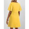YYFS Women's Fashion Summer Spring Flower Pattern Print Short Sleeve V-Neck High Waist Casual Dresses