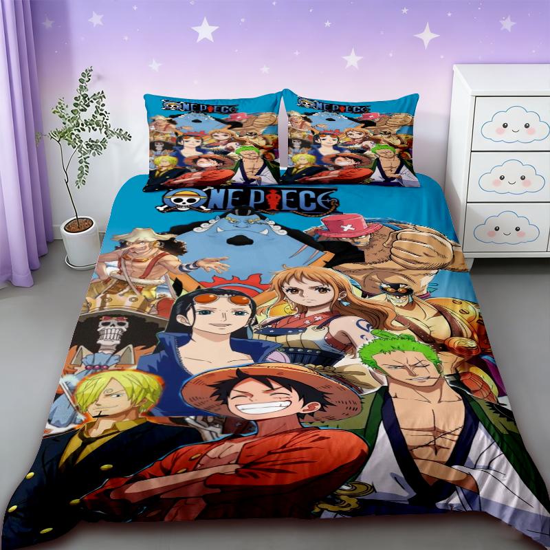 One Piece Duvet Cover Cartoon Luffy Bedding Set Soft and Comfortable Queen/King Twin Full Size Teens Boys Boys Gifts Soft Cozy
