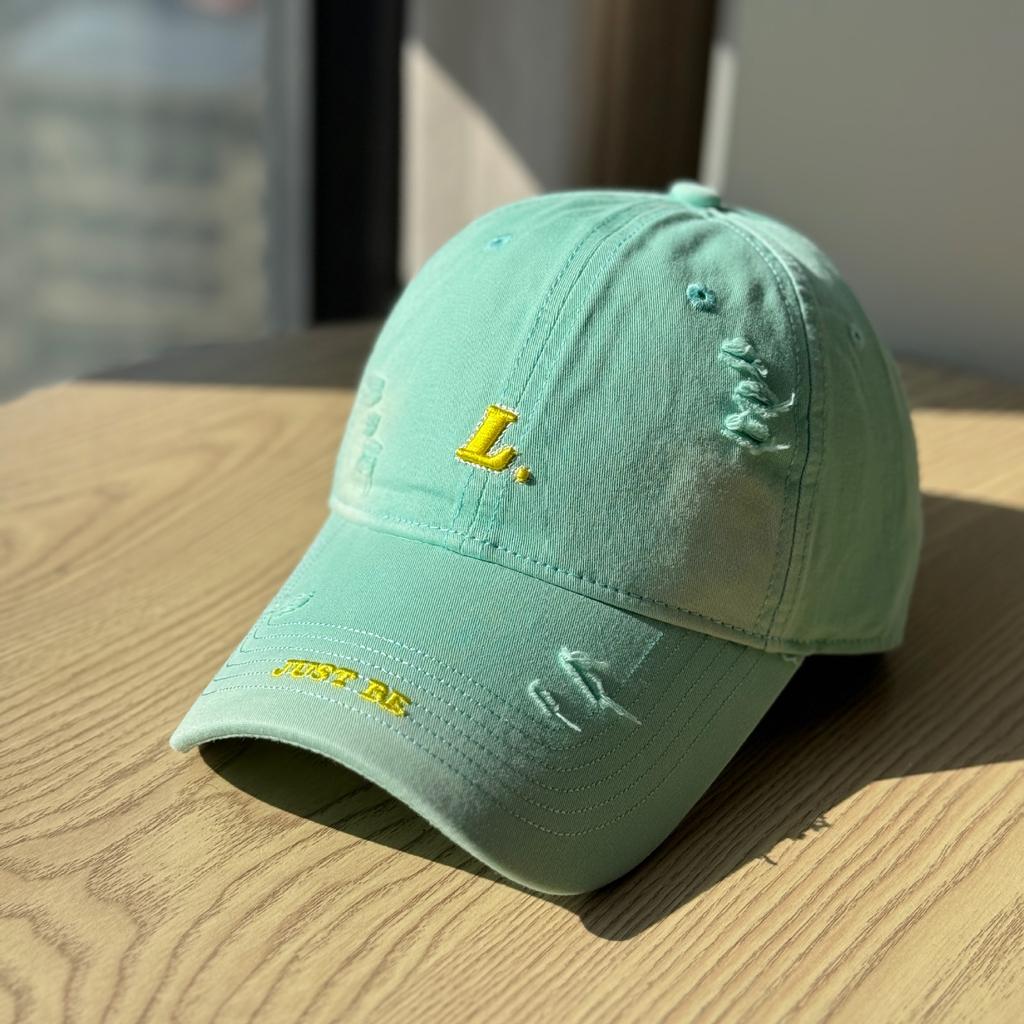 High-quality ripped embroidered baseball cap for women, simple and versatile, blue, for spring and summer L Large head circumference baseball cap