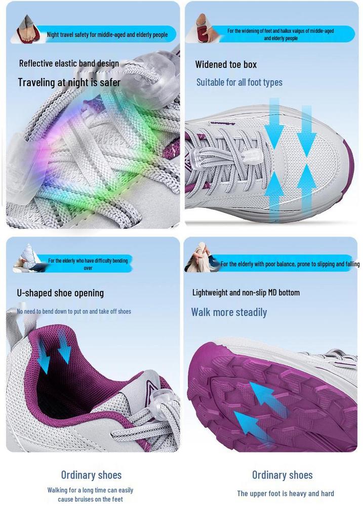 Men's Lightweight Shock-Absorbing Non-Slip Casual Shoes for Elderly, Soft Sole, Ideal for Spring and Autumn Walking.