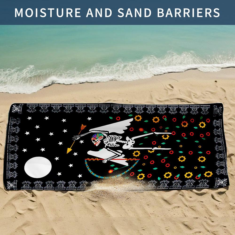 

New, double-sided velvet beach towel quick-drying sports towel printed bath towel [Spot sale]