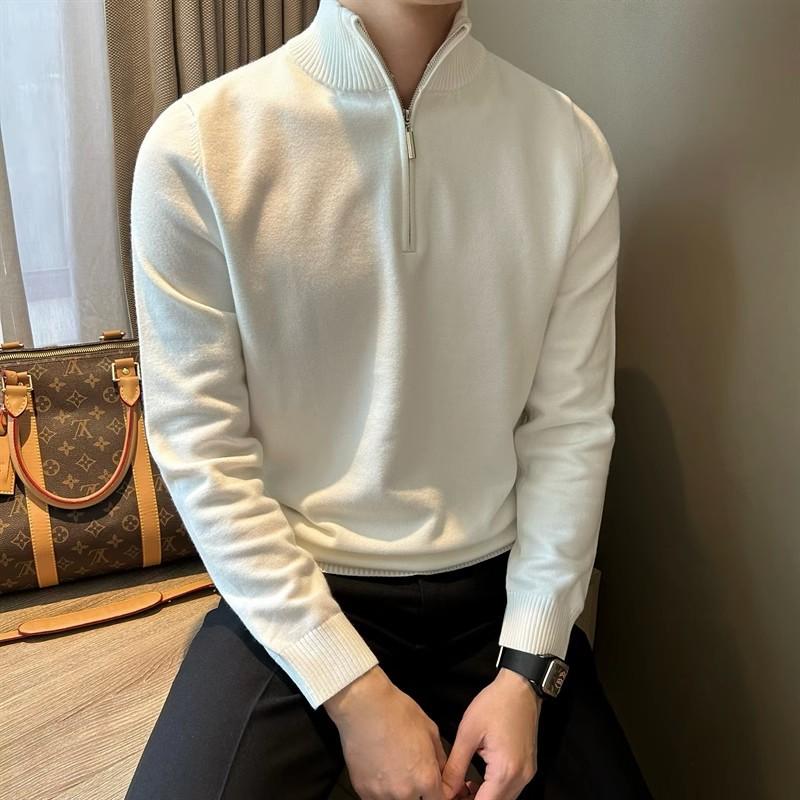 Sweater Long Sleeve Half Turtleneck Zipper Bottoming Men's Pullover Autumn Winter Versatile