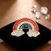 Korean Style Rainbow Cloud Brooch Inlaid Colorful Rhinestone Lapel Pin For Women Clothing Bag Diy Decoration Jewelry Accessories