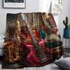 1Pc Music Life Print Flannel Blanket, High Quality Comfortable for All Seasons, Home Decor, Warmth and Comfort, Perfect for Gifts