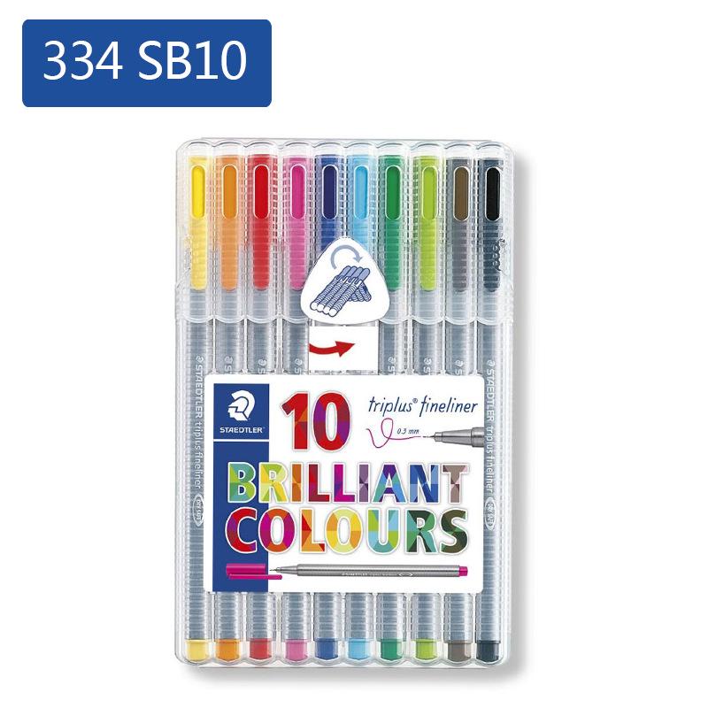 STAEDTLER 334 SB 10-Color Fine Tip Fiber Pens 0.3 mm
