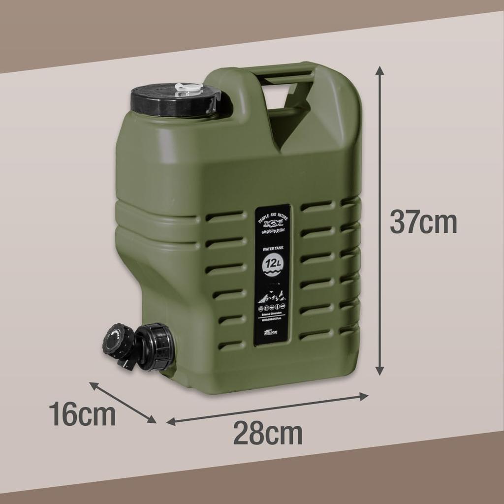 FIELDOOR Water Tank, Polyethylene Tank, Water Tank with Adjustable Tap, Hard Type Water Jug, Wide Mouth, Camping, Outdoor Equipment, Disaster Prepared