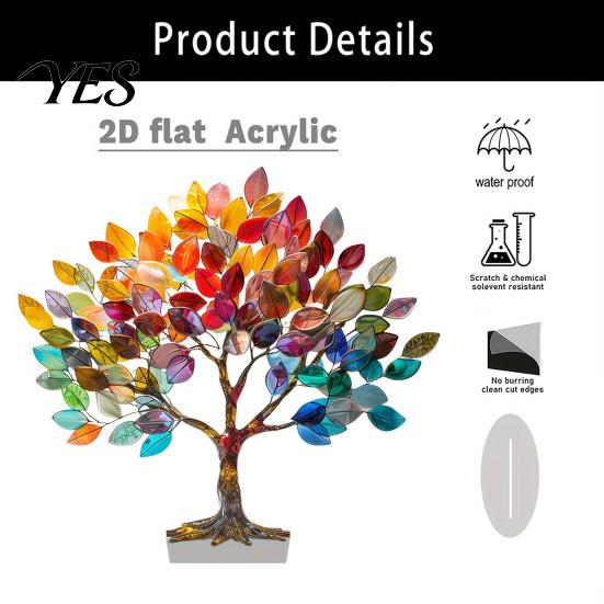 Transparent Acrylic Ornament Tree of Life Desktop Ornament, Colorful Tabletop Decoration, Creative Art Compact Desk Decor Statue for Home Table