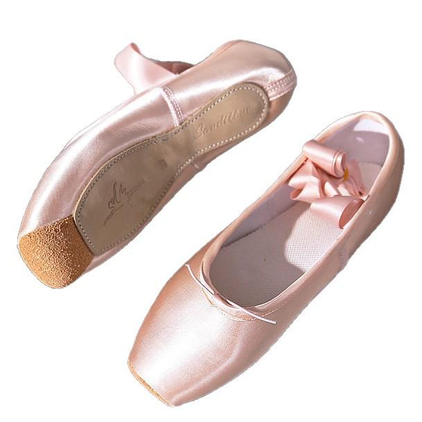 Ballet Pointe Dance Shoes for Adults & Children - Satin, Leather Toe, Beginner Straps, Art Exam & Practice Use