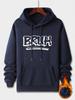 Men's Autumn/winter Casual Hooded Sweatshirt, BRUH Graphic Print, Long-sleeved Street Style Warm Sportswear