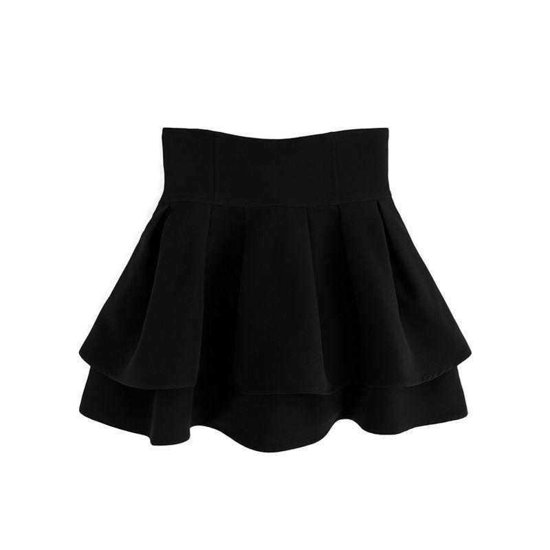 

GRL Summer New Arrival 2024 Japanese Style Sweet Lined Ruffles High Waist Make Legs Look Long A- line Skirt Skirt Black S