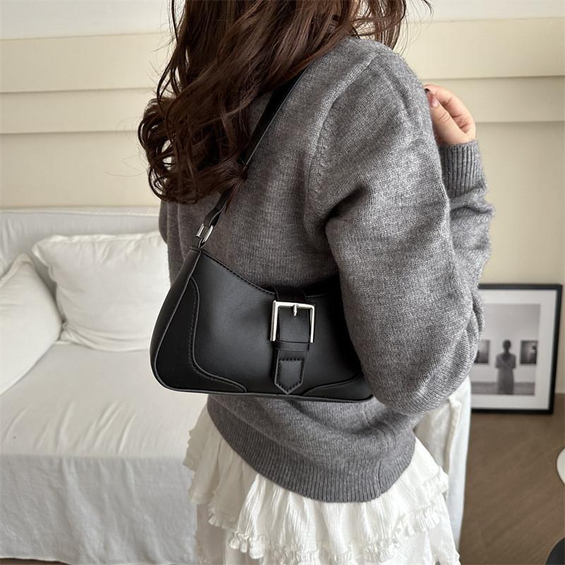 Stylish Korean Fashion Simple Shoulder Bag Versatile Crossbody Tote For Everyday Use In Black White Silver Brown And Khaki