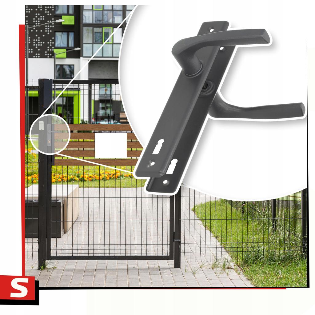 Gate Handle Long Plate Nati 90mm Graphite Key