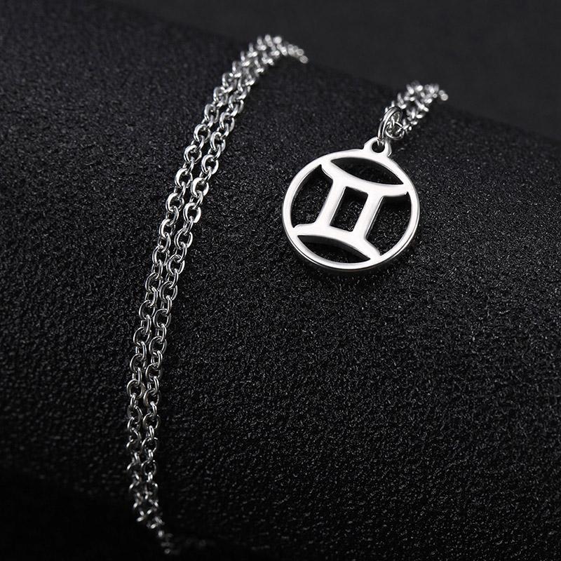 Teamer 12 Zodiac Stainless Steel Necklace Women Men Gemini Aries Libra Taurus Twelve Constellation Birthday Gifts Wholesale