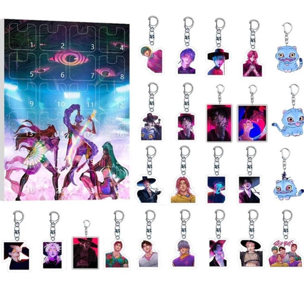 Kpop Demon Hunters Christmas Countdown Calendar With Acrylic Keychain Car Decor Gifts For Fans