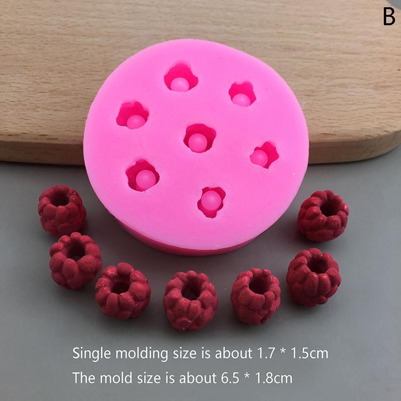 1 pieza Molde de silicona 3D Arándano Frambuesa Diy Simulación Fruta Molde Fondant