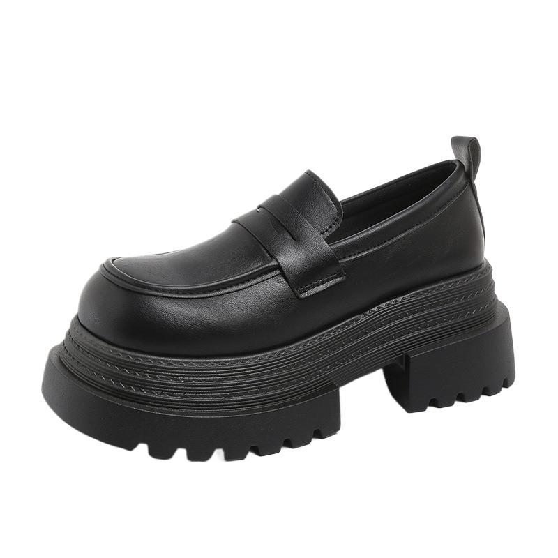 Retro versatile platform small leather shoes women's 2025 new spring and autumn one-pedal British style loafer shoes jk with skirt