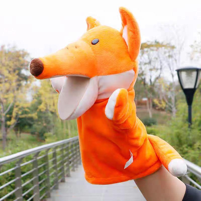 Creative New Storytelling Crow Drinking Water Fox Large Size Animal Plush Hand Puppet Children's Puppet Toy