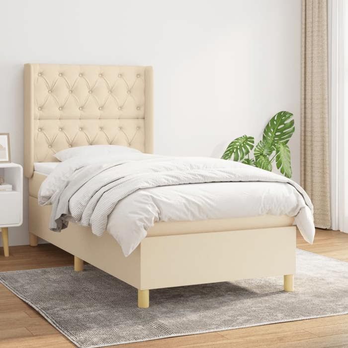 VidaXL Divan Bed with Mattress Cream 80x200 Cm Fabric - Model 3132190