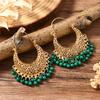 Copper-Plated Gold Zircon Hoop Earrings with Pearls - Elegant and Luxurious Design