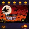 Halloween Witch and Pumpkin Banner - 70.8 inches x 43.3 inches - Durable polyester decoration