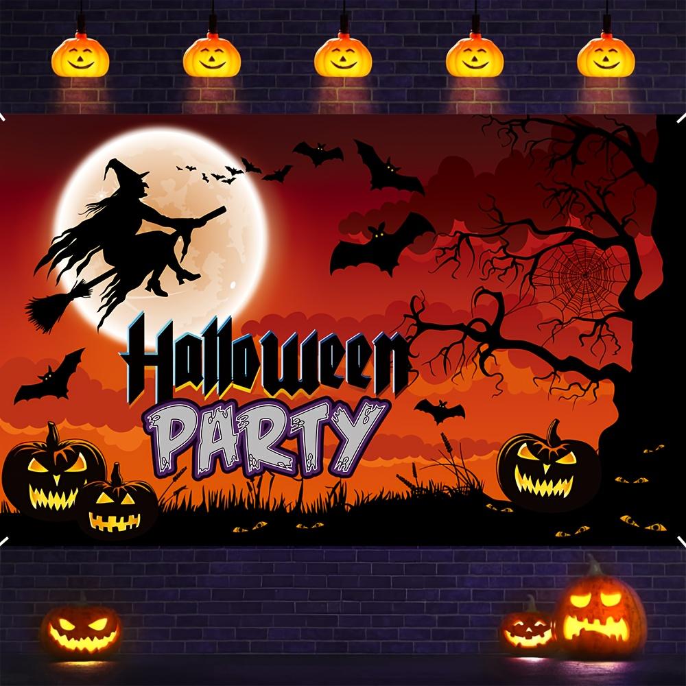 Halloween Witch and Pumpkin Banner - 70.8 inches x 43.3 inches - Durable polyester decoration