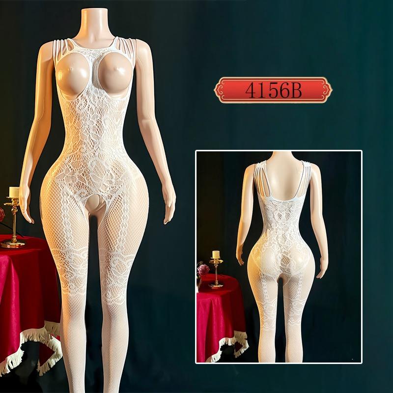 Women Sexy Seductive Mesh Lingerie Set With Black Stocking Intimate Wear