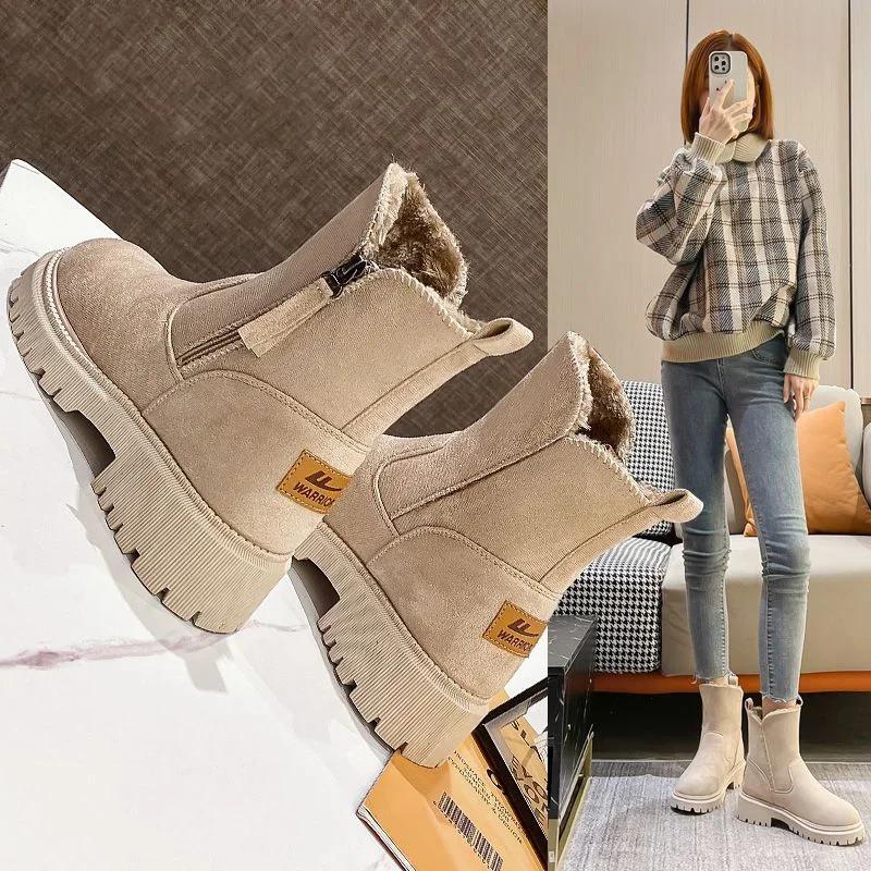 Fashion Booties Shoes for Woman Elegant With Medium Heels Suede Women's Ankle Snow Boots Comfortable Designer Luxury High Quality Boot