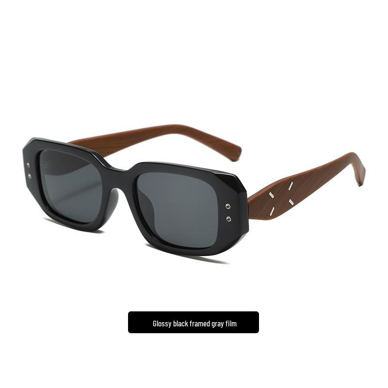 Women s Retro Wood Grain Leg Square Sunglasses with UV Protection & Polarized Lenses