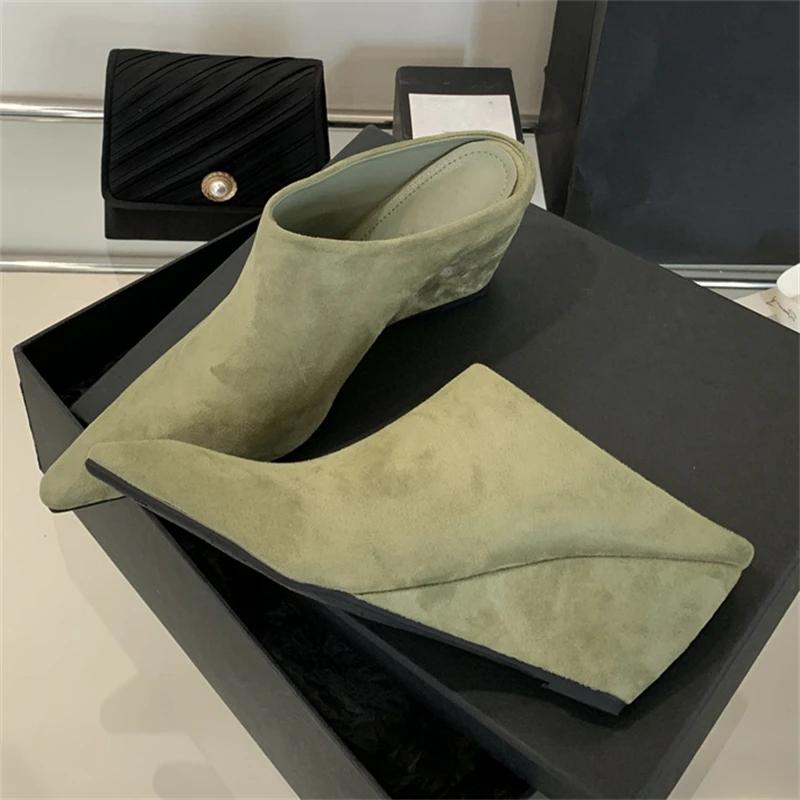 

Fashion Eilyken Street Style Pointed Toe Wedges High Heels Women Slippers Fashion Elegant Banquet Dress Mule Slide Shoes 35