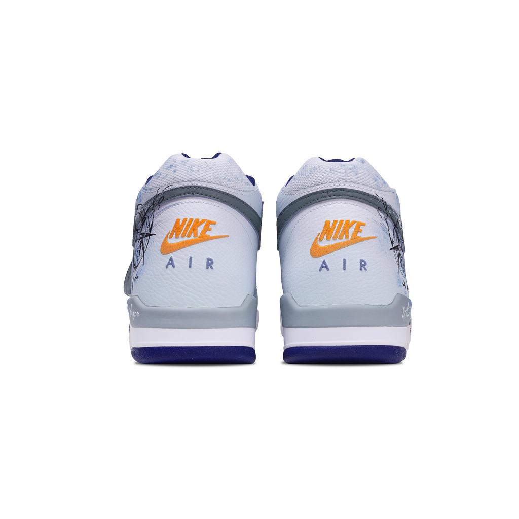 Nike Flight Legacy Poseidon's Call Abrasion Resistant Mid top Vintage Basketball Shoes Men's White Blue BQ4212-102(Team864-)