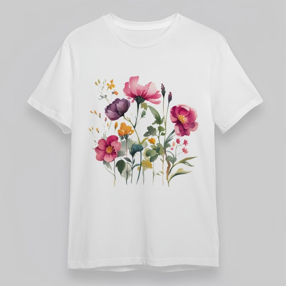 Women's Plus Size Classic T-Shirt Realistic Bloom Garden Colorful Flower Tee