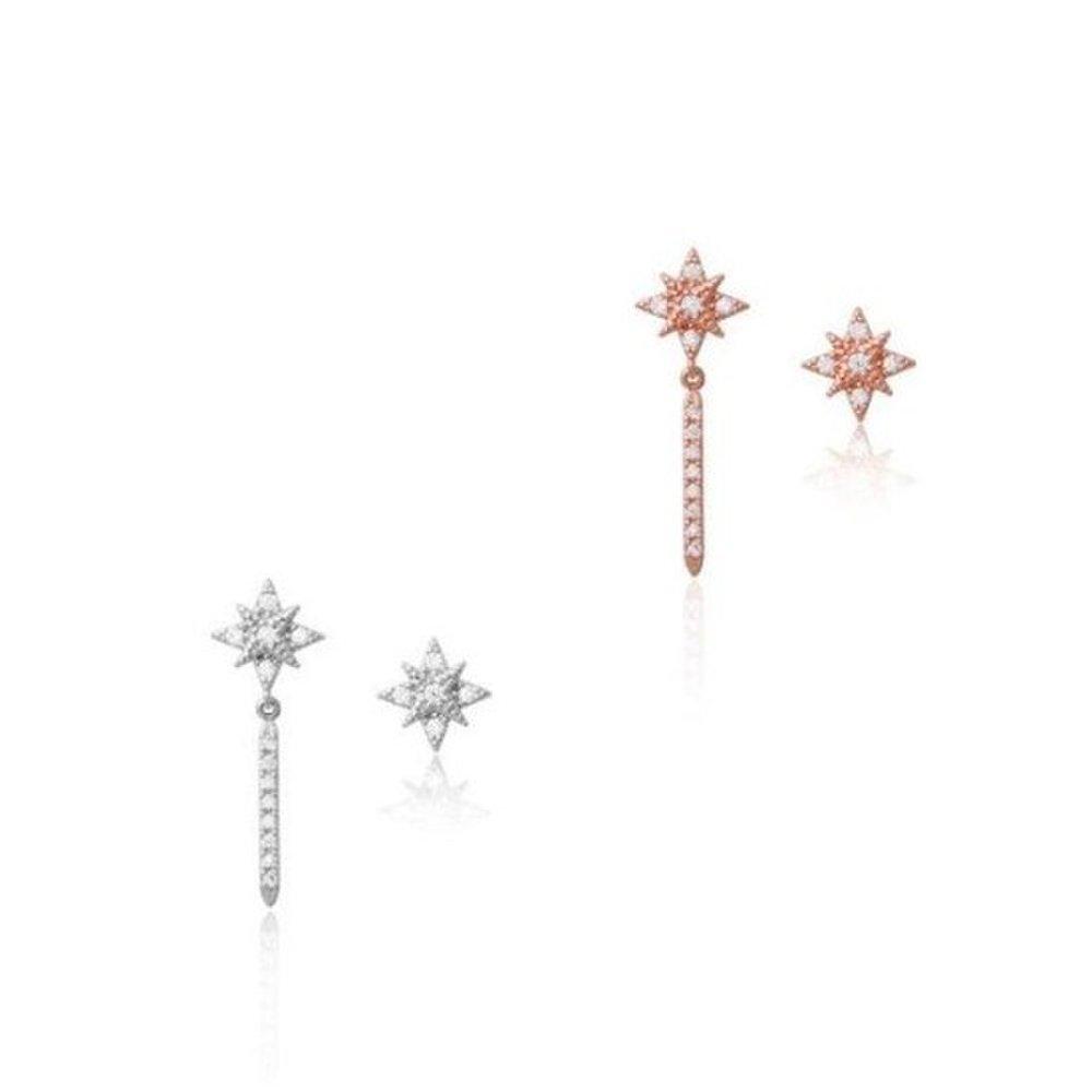 92.5 Silver-Pin Cubic Star Stick Drop Silver Needle Earrings Silver Needle Earrings Silver Pin Earrings Earring Gift