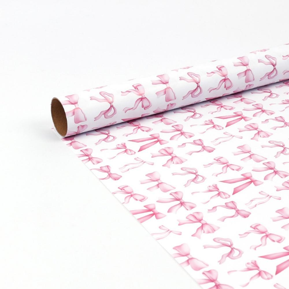 Pink Bow Pattern Paper Rainbow Watercolor Birthday Gift Wrap Diy Craft Paper Charming Christmas Gift Packaging For Christmas Diy