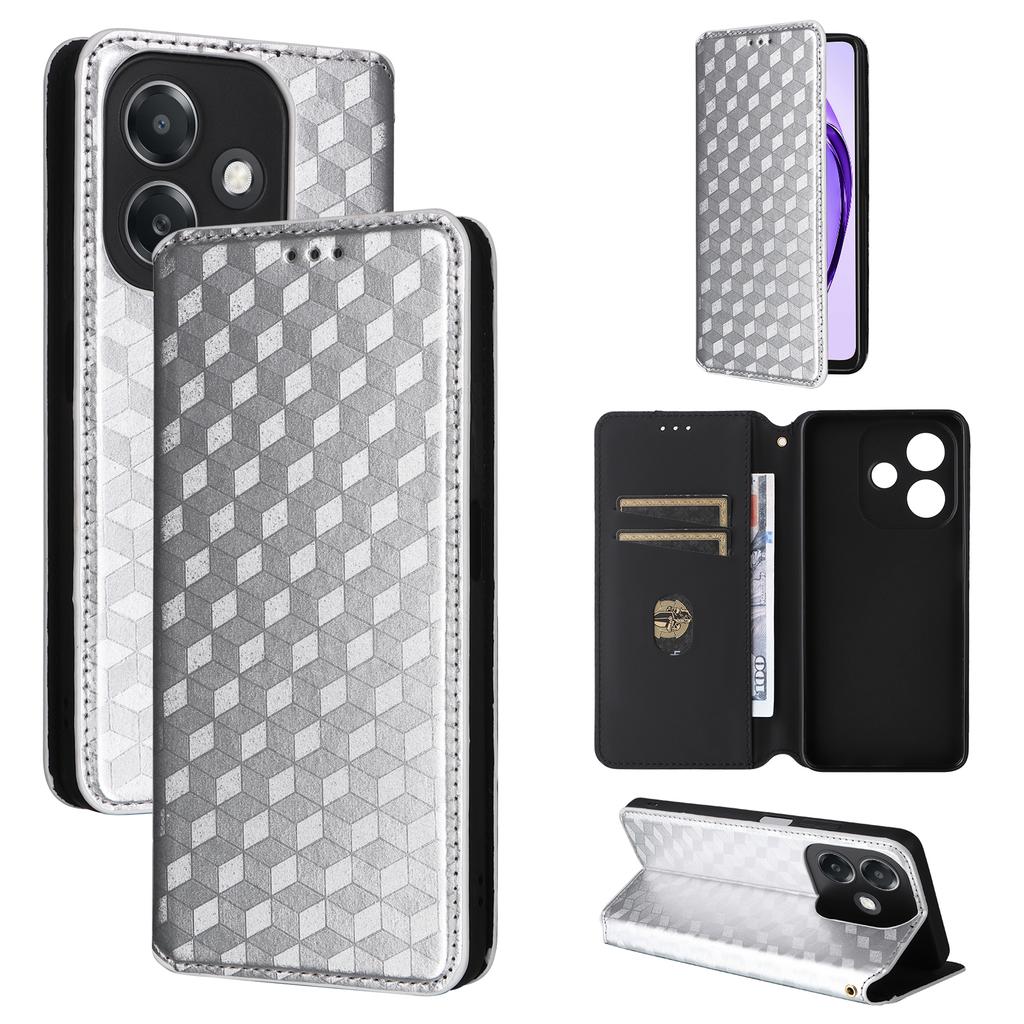 For Oppo A3 4G/A3 5G/A3x 4G/A3x 5G/A40M 4G/A40 4G/A3i 5G/A60 5G Wallet Case Rhombus Imprinted Leather Phone Cover