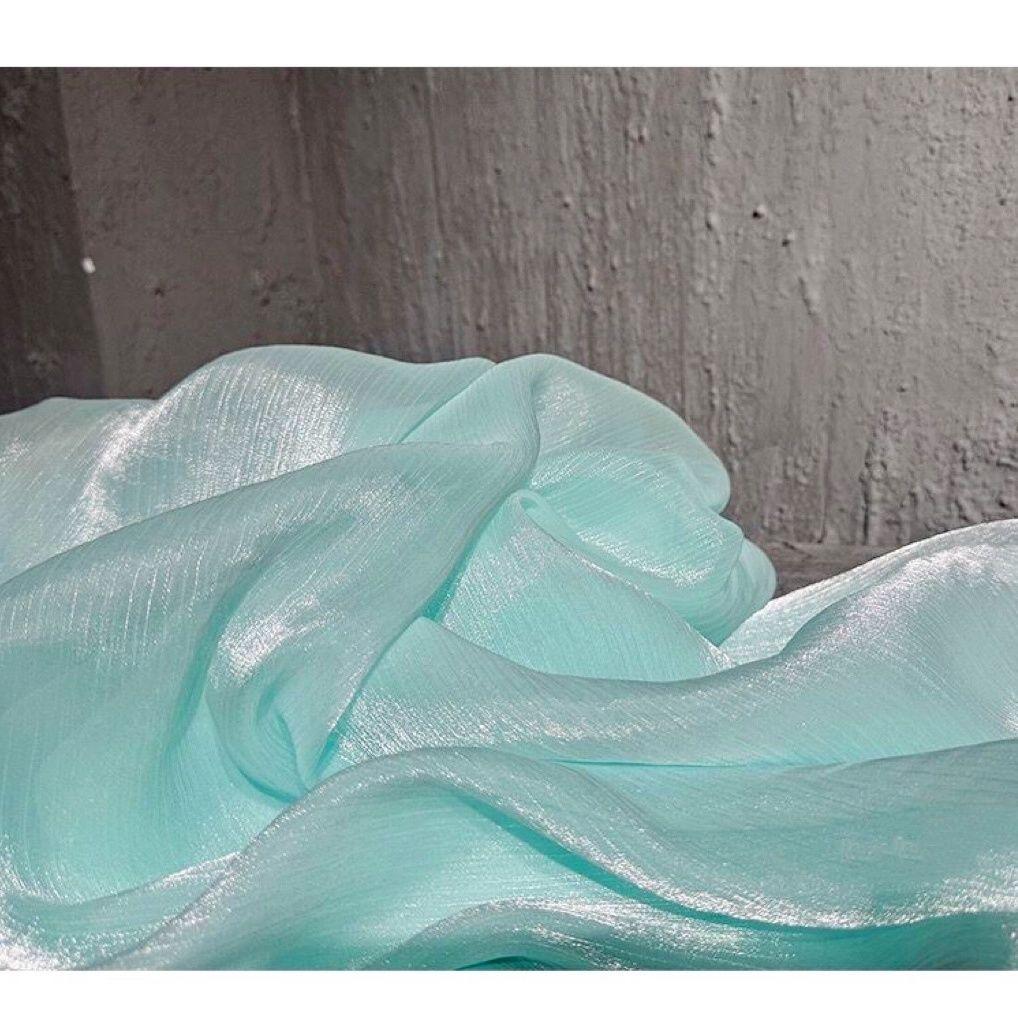 Vintage blau silberfaden organza stoff geeignet für hochzeitskleider festliche kleider und handgemachte DIY kleidungsstoffe