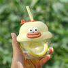 Cute Strawberry Bear Straw Cup, Glass Cup, Water Cup, Handheld Gift, Mini Dwen Dwen Cup