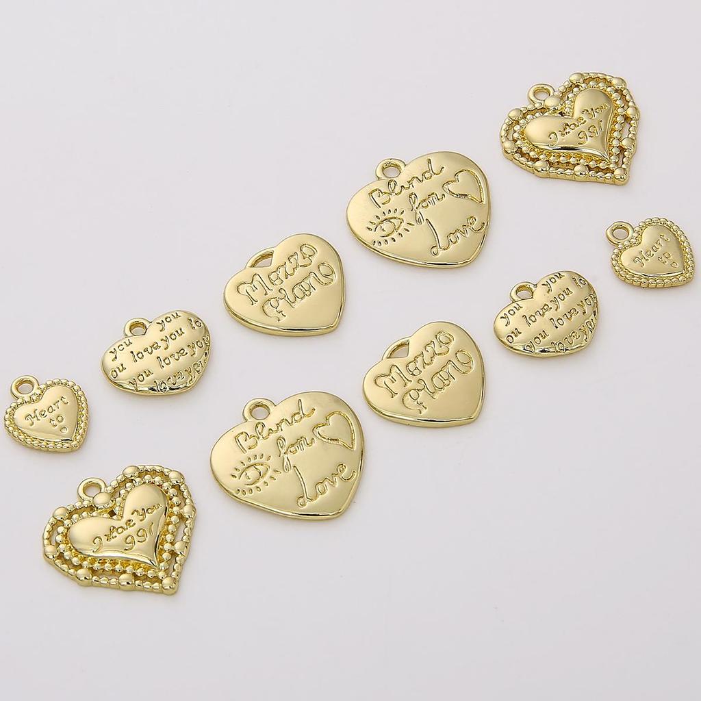 1pc Brass Embossed Heart Charms Lovely Pendnat for Earring Necklace Bracelet Jewelry Making