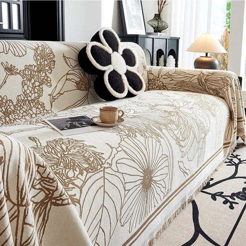 Chenille Tassel Towel Sofa Seat Cushion Dust Proof Full Cover Cloth Reversible Four Seasons Universal 180X130cm