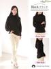 Sleeping Sheep Ribbed Knit Top with Voluminous Plus Sizes High-Neck Sleeves, (LL-3L, Beige)